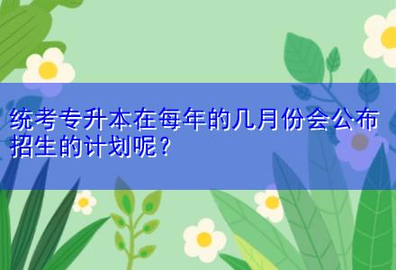 統(tǒng)考專升本在每年的幾月份會(huì)公布招生的計(jì)劃呢？