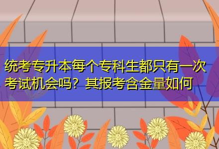 統(tǒng)考專升本每個(gè)?？粕贾挥幸淮慰荚嚈C(jī)會(huì)嗎？其報(bào)考含金量如何