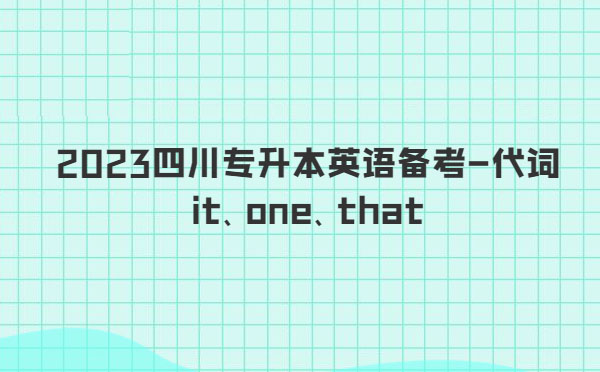 2023四川專升本英語(yǔ)備考-代詞it、one、that