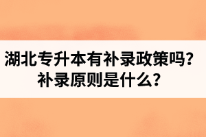 湖北專升本有補錄政策嗎？補錄原則是什么？