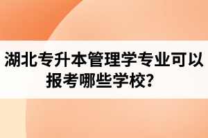 湖北專升本管理學專業(yè)可以報考哪些學校？屬于管理學的專業(yè)有哪些？