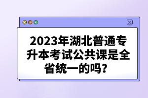 2023年湖北普通專升本考試公共課是全省統(tǒng)一的嗎？