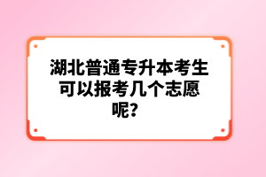 湖北普通專升本考生可以報考幾個志愿呢？