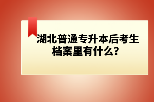 湖北普通專升本后考生檔案里有什么？