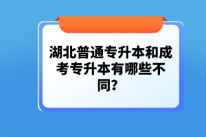 湖北普通專升本和成考專升本有哪些不同？