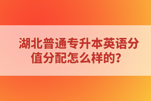 湖北普通專升本英語分值分配怎么樣的？