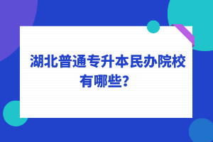 2022年湖北普通專(zhuān)升本民辦院校有哪些？