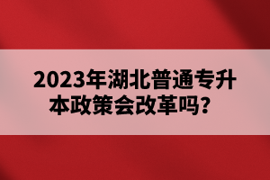 2023年湖北普通專升本政策會改革嗎？