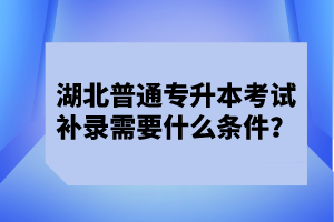 湖北普通專升本考試補錄需要什么條件？