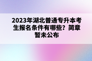 2023年湖北普通專升本考生報名條件有哪些？簡章暫未公布