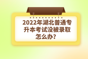 2022年湖北普通專升本考試沒被錄取怎么辦？