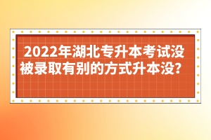 2022年湖北專升本考試沒被錄取有別的方式升本沒？