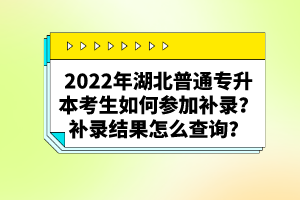 2022年湖北普通專(zhuān)升本考生如何參加補(bǔ)錄？補(bǔ)錄結(jié)果怎么查詢(xún)？