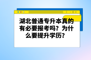 湖北普通專升本真的有必要報(bào)考嗎？為什么要提升學(xué)歷？