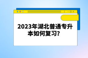 2023年湖北普通專升本如何復習？