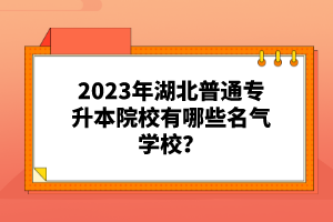 2023年湖北普通專升本院校有哪些名氣學(xué)校？