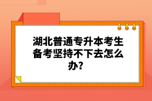 湖北普通專升本考生備考堅持不下去怎么辦？