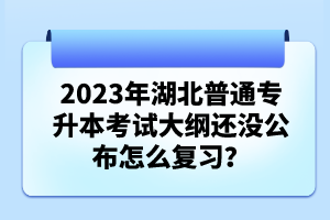 2023年湖北普通專升本考試大綱還沒公布怎么復習？