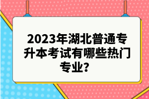 2023年湖北普通專升本考試有哪些熱門專業(yè)？