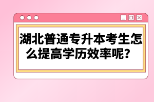 湖北普通專升本考生怎么提高學(xué)歷效率呢？