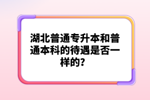 湖北普通專升本和普通本科的待遇是否一樣的？