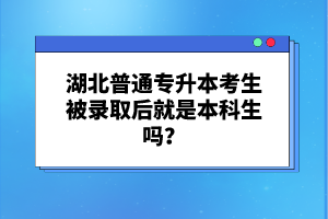 湖北普通專升本考生被錄取后就是本科生嗎？