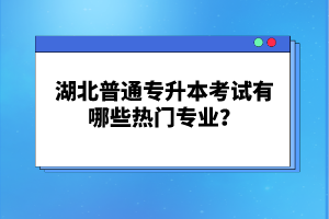 湖北普通專升本考試有哪些熱門專業(yè)？