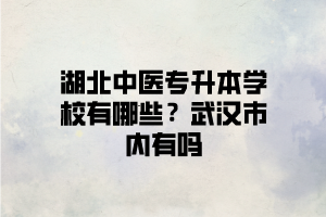 武漢有可以報中醫(yī)類專業(yè)的湖北普通專升本學(xué)校嗎？