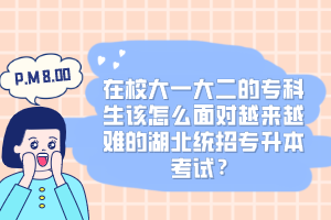 在校大一大二的?？粕撛趺疵鎸?duì)越來(lái)越難的湖北統(tǒng)招專升本考試？