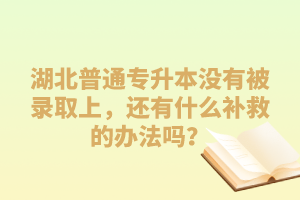 湖北普通專升本沒(méi)有被錄取上，還有什么補(bǔ)救的辦法嗎？