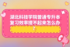 湖北科技學院普通專升本復習效率提不起來怎么辦？