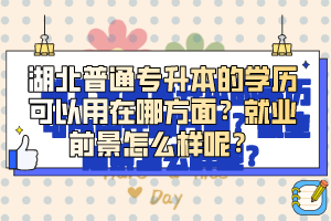 湖北普通專升本的學(xué)歷可以用在哪方面？就業(yè)前景怎么樣呢？