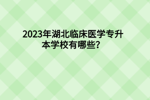 2023年湖北臨床醫(yī)學(xué)專升本學(xué)校有哪些？