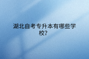湖北自考專升本有哪些學校？